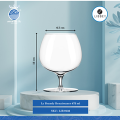 Ly Renaissance Ø: 10.2cm ØĐáy: 7.9cm ØMiệng: 6.7cm 473ml Cao: 13cm 12 Cái/Thùng Libbey Thuỷ tinh US Glassware LIB 9132
