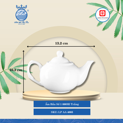 Ấm Bầu Trắng (Nhiều Size) Long Phương Sứ