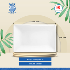 Khay Chữ Nhật Trắng (Nhiều Size) Long Phương Sứ