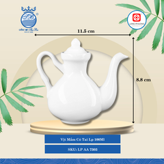 Vịt Mắm Có Tai Trắng 100ml Dài: 11.5cm Rộng: 5.2cm Cao: 8.8cm 100 Cái/Thùng 50 Cái/Hộp Long Phương Sứ LP AA 7303