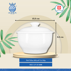 Thố Tiềm Có Nắp Trắng (Nhiều Size) Long Phương Sứ