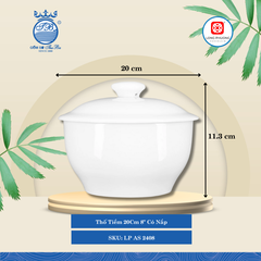 Thố Tiềm Có Nắp Trắng (Nhiều Size) Long Phương Sứ