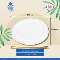 Dĩa Oval Trắng (Nhiều Size, Nhiều Loại) Long Phương Sứ