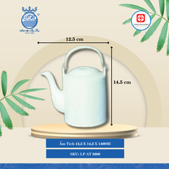 Ấm Tích Trắng Ø: 12.5cm 1,400ml Cao: 14.5cm 30 Cái/Thùng Long Phương Sứ LP AT 5600