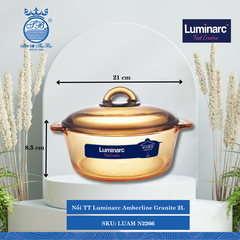 Nồi Thủy Tinh, Nắp Thủy Tinh Amberline Granite (Nhiều Size) Luminarc Thủy Tinh