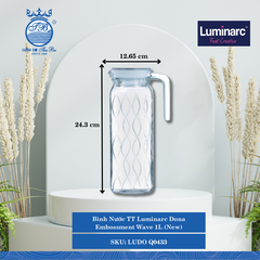 Bình Nước TT Luminarc Dona Embossment Wave 1L (New) Ø: 12.65cm 1,000ml Cao: 24.3cm 6 Cái/Thùng LUDO Q0433