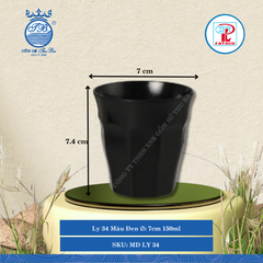 Ly 34 Màu Đen Ø: 7cm 150ml Cao: 7.4cm Fataco Nhựa MD LY 34