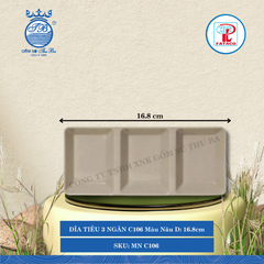 DĨA TIÊU 3 NGĂN C106 Màu Nâu Dài: 16.8cm Rộng: 7.1cm Cao: 2.2cm Fataco Nhựa MN C106