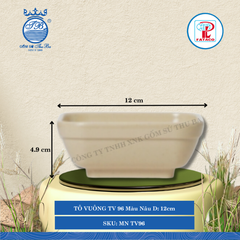 TÔ VUÔNG TV 96 Màu Nâu Dài: 12cm Rộng: 12cm Cao: 4.9cm Fataco Nhựa MN TV96