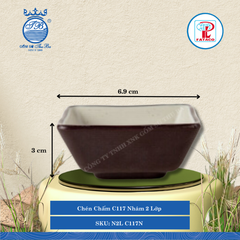 Chén Chấm C117 Nhám 2 Lớp Dài: 6.9cm Rộng: 6.9cm Cao: 3cm Fataco Nhựa N2L C117N
