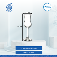 Ly Madison Sheery 115ml Ø: 5.4cm Ø:Đáy: 6.5cm Ø:M 4.8cm 115ml Cao: 18.4cm Ocean Thủy Tinh OC 1015P04