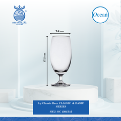Ly Classic Beer 420ml Ø: 7.65cm Ø:Đáy: 6.9cm Ø:M 6.2cm 420ml Cao: 17.2cm 48 Cái/Thùng 6 Cái/Hộp Ocean Thủy Tinh OC 1501B15