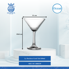 Ly Duchess Cock Tail 210ml Ø: 11cm Ø:Đáy: 7.3cm Ø:M 11cm 210ml Cao: 15.6cm 48 Cái/Thùng 6 Cái/Hộp Ocean Thủy Tinh OC 1503C07