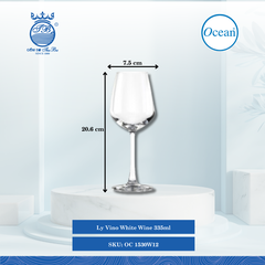 Ly Vino White Wine 335ml Ø: 7.5cm Ø:Đáy: 8cm Ø:M 5.6cm 335ml Cao: 20.6cm 48 Cái/Thùng 6 Cái/Hộp Ocean Thủy Tinh OC 1530W12
