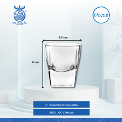 Ly Plaza Shot Glass 55ml. Ø: 5.5cm Ø:Đáy: 4.6cm Ø:M 5.5cm 55ml Cao: 6cm 72 Cái/Thùng 12 Cái/Hộp Ocean Thủy Tinh OC 1P00210