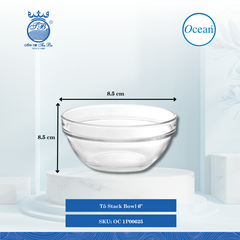 Tô Stack Bowl 6" Ø: 14cm ØĐáy: 7.1cm ØMiệng: 14cm Cao: 6.4cm Ocean Thủy Tinh OC 1P00625