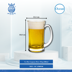 Ly Lugano Beer Mug 330ml Ø: 11.1cm Ø:Đáy: 6.1cm Ø:M 7.8cm 330ml Cao: 13.3cm 36 Cái/Thùng 6 Cái/Hộp Ocean Thủy Tinh OC 1P00740