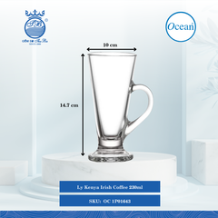 Ly Kenya Irish Coffee 230ml Ø: 10cm Ø:Đáy: 6.8cm Ø:M 7.4cm 230ml Cao: 14.7cm 24 Cái/Thùng 6 Cái/Hộp Ocean Thủy Tinh OC 1P01643