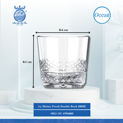 Ly Matter Fresh Double Rock 350ml Ø: 9.4cm Ø:Đáy: 6.9cm Ø:M 9.4cm 350ml Cao: 9.1cm 36 Cái/Thùng 6 Cái/Hộp Ocean Thủy Tinh OC 1P04263