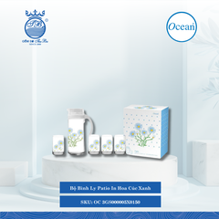 Bộ Bình Ly Patio In Hoa Ocean Thủy Tinh