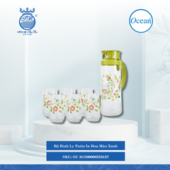 Bộ Bình Ly Patio In Hoa Ocean Thủy Tinh