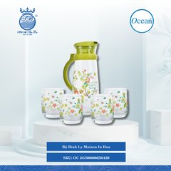 Bộ Bình Ly Maison In Hoa Ocean Thủy Tinh