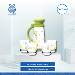 Bộ Bình Ly Maison In Hoa Ocean Thủy Tinh