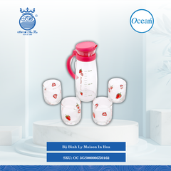 Bộ Bình Ly Maison In Hoa Ocean Thủy Tinh