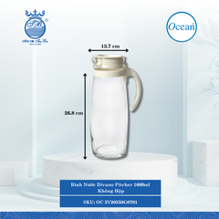 Bình Nước Divano Pitcher (Không Hộp) 1,660ml Ocean Thủy Tinh