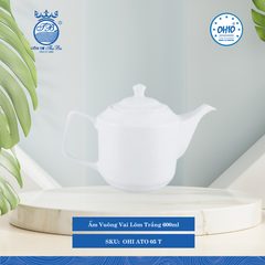 Ấm Vuông Vai Lõm A1 Trắng 600ml 6 Cái/Thùng Ohio Sứ OHI ATO 05 T