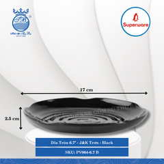 Dĩa Tròn 6.7" J&K Trơn Black (Đen) Ø: 17cm Cao: 2.5cm Superware Nhựa PV064-6.7 B