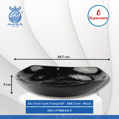 Dĩa Tròn Cạnh Vuông J&K Trơn Black (Nhiều Size) Superware Nhựa