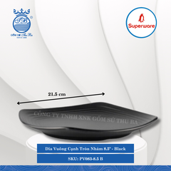 Dĩa Vuông Cạnh Tròn Nhám J&K Nhám Black (Nhiều Size) Superware Nhựa