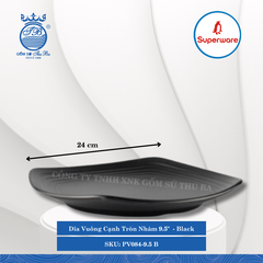 Dĩa Vuông Cạnh Tròn Nhám J&K Nhám Black (Nhiều Size) Superware Nhựa