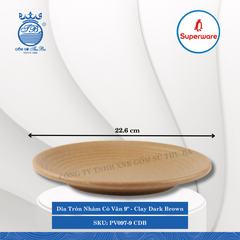 Dĩa Tròn Nhám Có Vân J&K Nhám Clay Dark Brown (Nhiều Size) Superware Nhựa