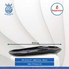 Dĩa Oval 11" J&K Trơn Black (Đen) Dài: 27.8cm Rộng: 11.5cm Cao: 2.3cm Superware Nhựa PV114-11 B