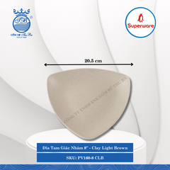 Dĩa Tam Giác Nhám 8'' J&K Nhám Clay Light Brown (Nâu Đất Nhạt) Dài: 20.5cm Rộng: 20.5cm Cao: 3.5cm Superware Nhựa PV160-8 CLB