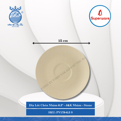 Dĩa Lót Chén Nhám 6.5" J&K Nhám Stone (Nâu Đá) Ø: 15cm Cao: 2cm Superware Nhựa PV178-6.5 S