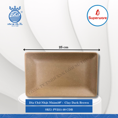 Dĩa Chữ Nhật Nhám J&K Nhám Clay Dark Brown (Nhiều Size) Superware Nhựa