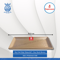 Dĩa Chữ Nhật Nhám Có Vân J&K Nhám Clay Dark Brown (Nhiều Size) Superware Nhựa