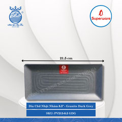 Dĩa Chữ Nhật Nhám Có Vân J&K Nhám Granite Dark Grey (Nhiều Size) Superware Nhựa