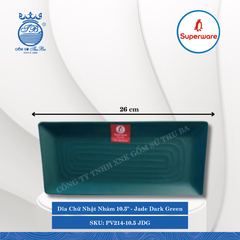 Dĩa Chữ Nhật Nhám Có Vân J&K Nhám Jade Dark Green (Nhiều Size) Superware Nhựa