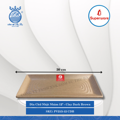 Dĩa Chữ Nhật Nhám Có Vân J&K Nhám Clay Dark Brown (Nhiều Size) Superware Nhựa