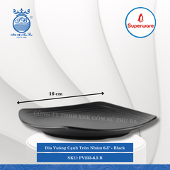 Dĩa Vuông Cạnh Tròn Nhám J&K Nhám Black (Nhiều Size) Superware Nhựa