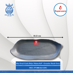 Dĩa Oval Cách Điệu Nhám J&K Nhám Granite Dark Grey (Nhiều Size) Superware Nhựa
