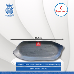 Dĩa Oval Cách Điệu Nhám J&K Nhám Granite Dark Grey (Nhiều Size) Superware Nhựa