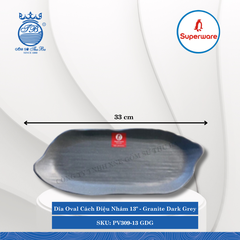 Dĩa Oval Cách Điệu Nhám J&K Nhám Granite Dark Grey (Nhiều Size) Superware Nhựa