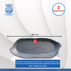 Dĩa Oval Cách Điệu Nhám J&K Nhám Granite Dark Grey (Nhiều Size) Superware Nhựa