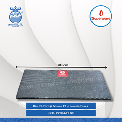 Dĩa Chữ Nhật Nhám Granite Black (Đá Đen) (Nhiều Size) Superware Nhựa
