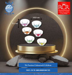 Bộ 06 Tô Fusion Coloured, 13.5 cm Ø: 13.5cm C: 7.1cm 6 Cái/Hộp RCR Crystal Thủy Tinh RCR 26018020106